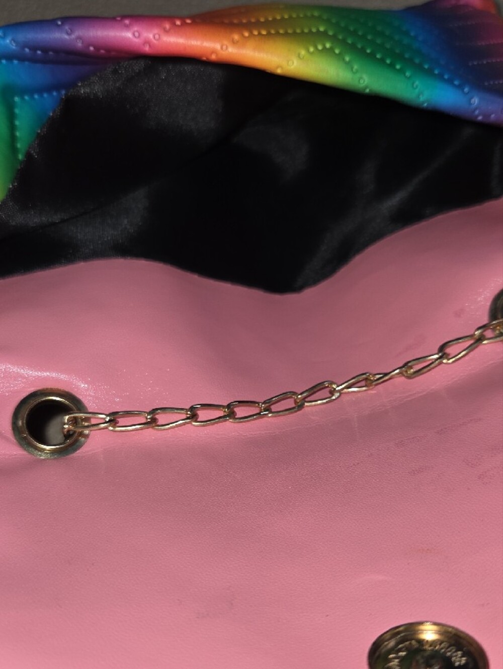 Rainbow Quilted Crossbody Bag with Gold Chain - Picture 3 of 3